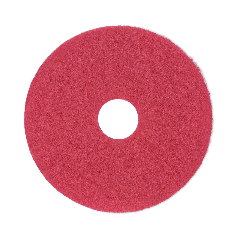 Boardwalk Buffing Floor Pads, 14" Diameter, Red, 5/Carton