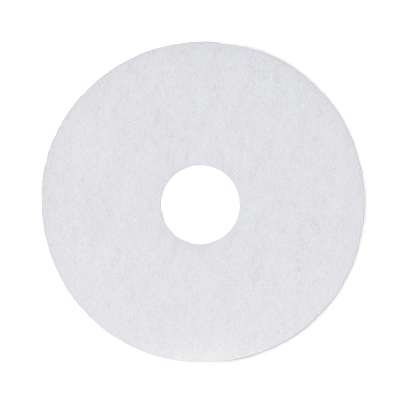 Boardwalk Polishing Floor Pads, 13" Diameter, White, 5/Carton