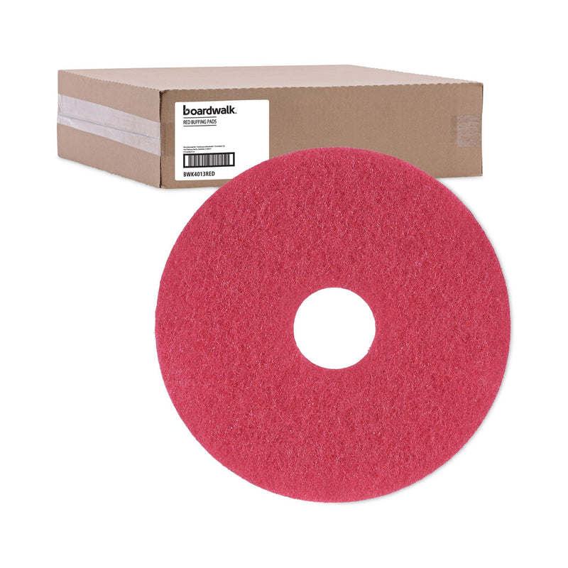 Boardwalk Buffing Floor Pads, 13" Diameter, Red, 5/Carton