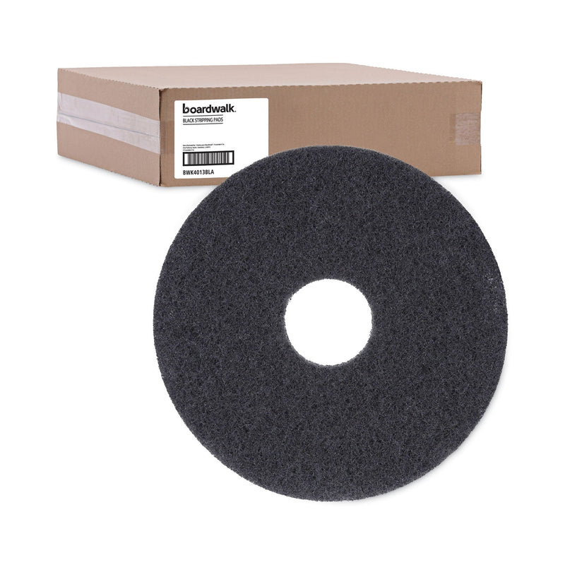 Boardwalk Stripping Floor Pads, 13" Diameter, Black, 5/Carton