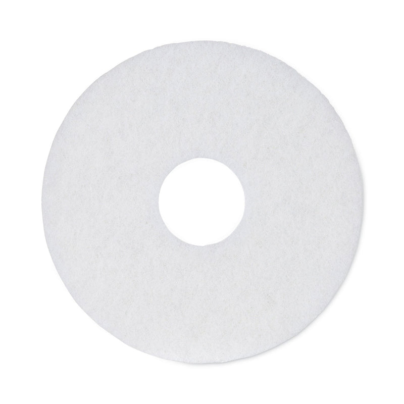 Boardwalk Polishing Floor Pads, 12" Diameter, White, 5/Carton