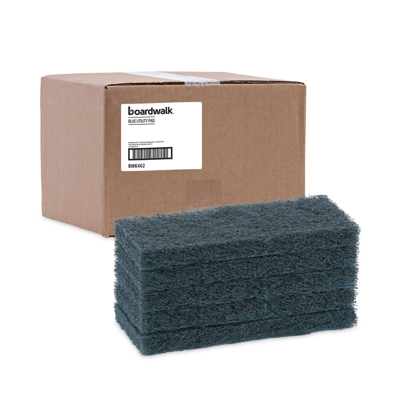 Boardwalk Medium-Duty Scour Pad, 10 x 4.63, Blue, 20/Carton