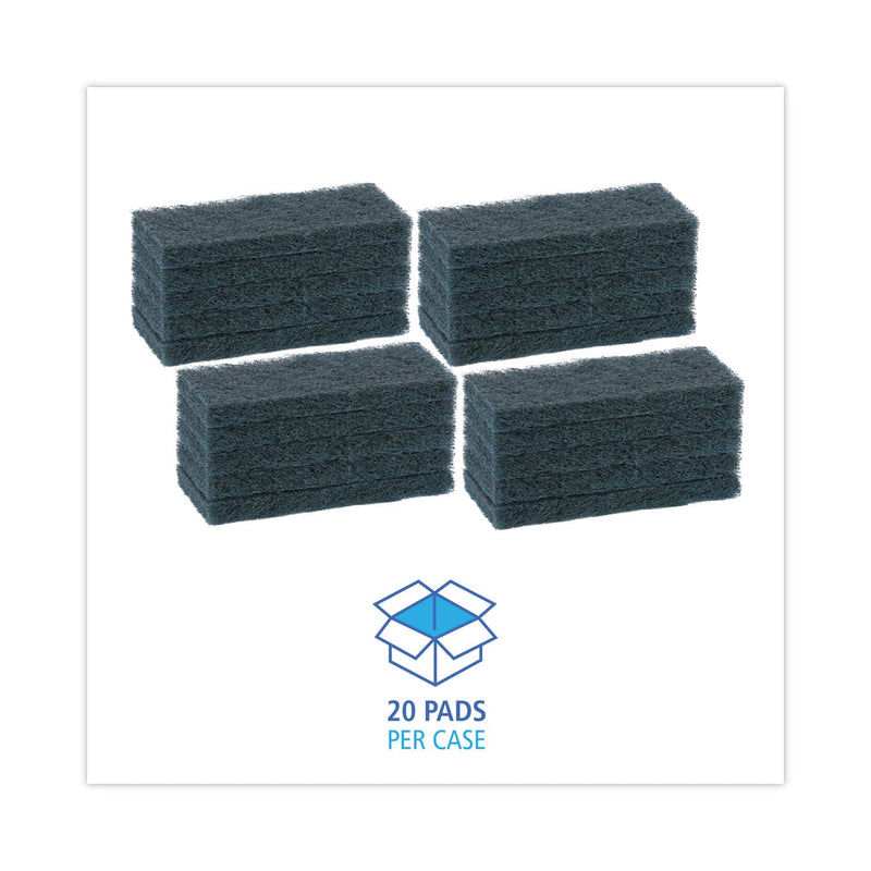 Boardwalk Medium-Duty Scour Pad, 10 x 4.63, Blue, 20/Carton