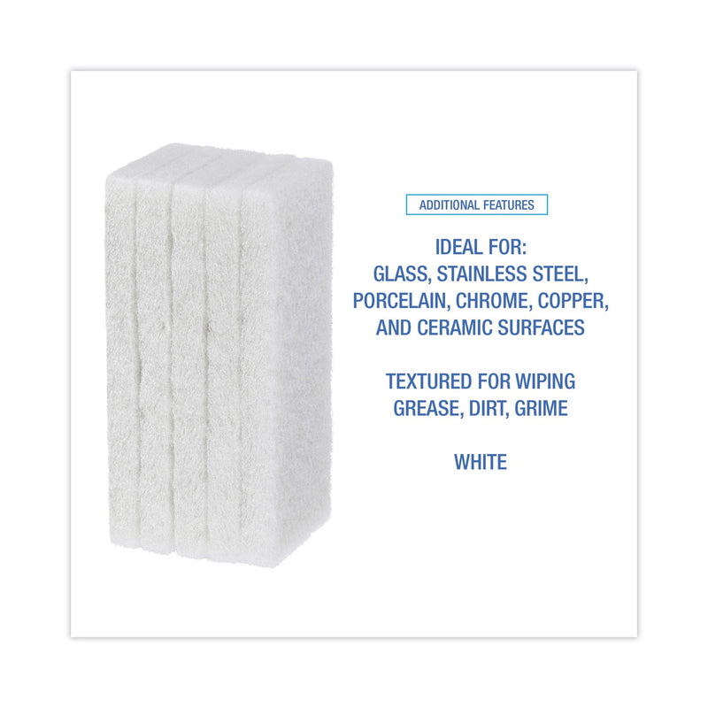 Boardwalk Light Duty Scour Pad, 4.63  x 10, White, 20/Carton