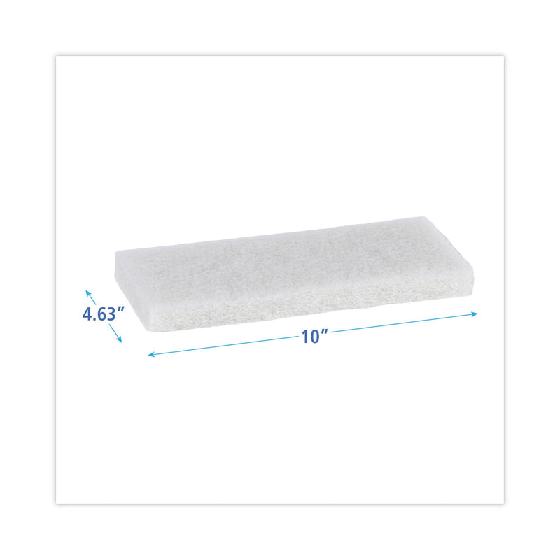 Boardwalk Light Duty Scour Pad, 4.63  x 10, White, 20/Carton