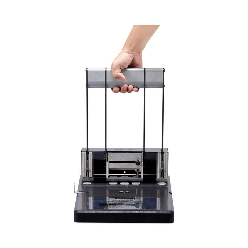 Bostitch 160-Sheet Antimicrobial Protected Xtreme Duty Adjustable Two- to Three-Hole Punch, 9/32" Holes, Black/Silver
