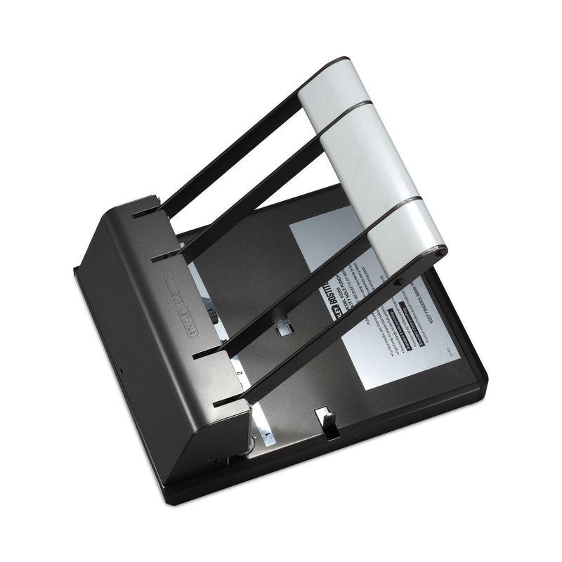 Bostitch 160-Sheet Antimicrobial Protected Xtreme Duty Adjustable Two- to Three-Hole Punch, 9/32" Holes, Black/Silver