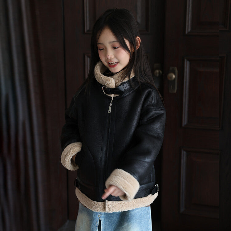 Boys Suede-lined Coat With Integrated Fur For Extra Warmth And Thickness
