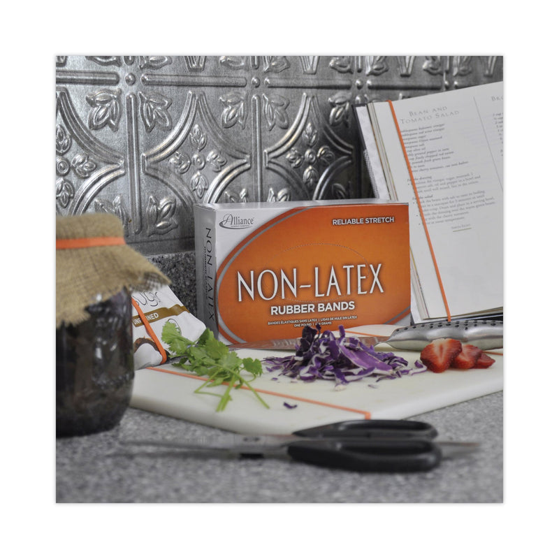 Alliance Non-Latex Rubber Bands, Size 64, 0.04" Gauge, Orange, 1 lb Box, 380/Box