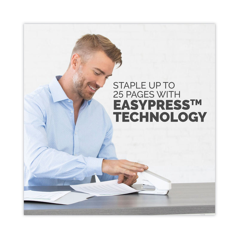 Fellowes LX840 EasyPress Half Strip Stapler, 25-Sheet Capacity, White