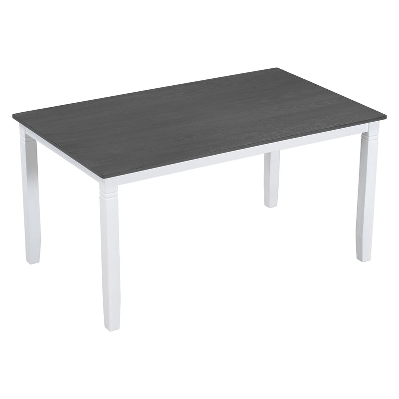 TOPMAX 6-Piece Wood Dining Table Set Kitchen Table Set with Upholstered Bench and 4 Dining Chairs, Farmhouse Style,Gray+White (old sku: SP000003AAK)