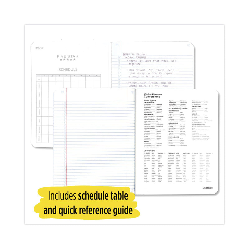 Five Star Composition Book, Medium/College Rule, Randomly Assorted Covers (Black/Blue/Green/Red/Yellow), 9.75 x 7.5, 100 Sheets