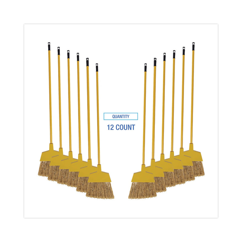 Boardwalk Poly Bristle Angler Broom, 53" Handle, Yellow, 12/Carton