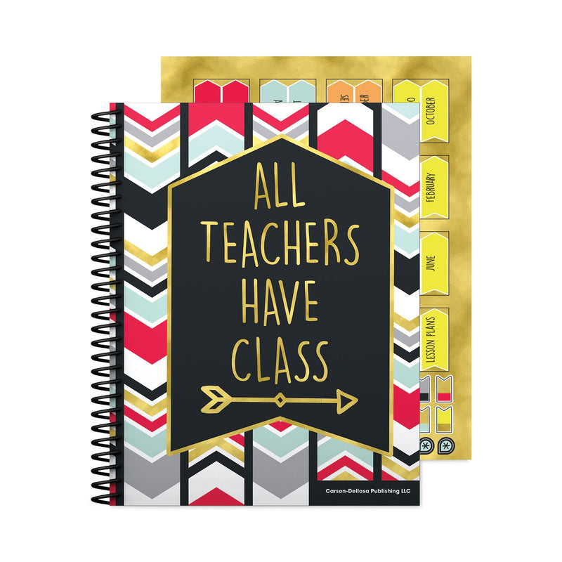Carson-Dellosa Education Teacher Planner, Weekly/Monthly, Two-Page Spread (Seven Classes), 11 x 8.5, Multicolor Cover, 2022-2023