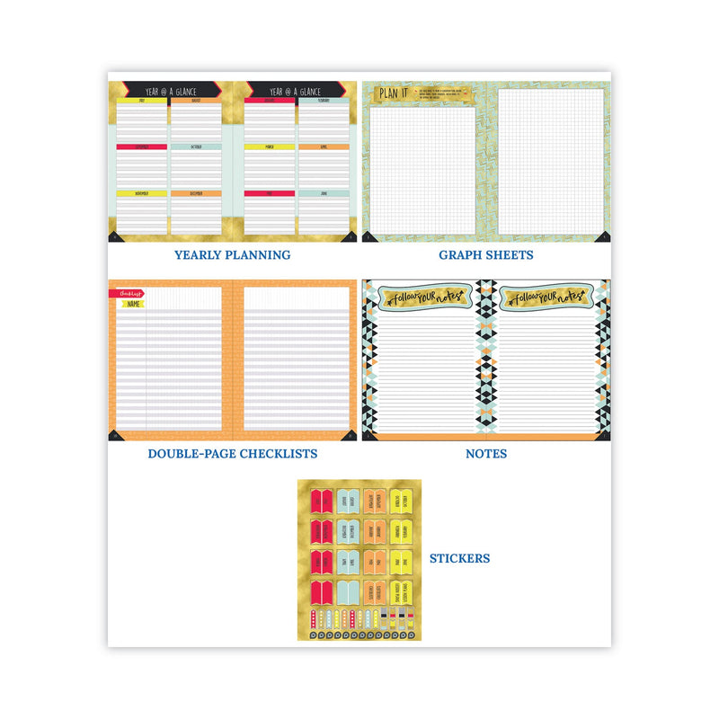 Carson-Dellosa Education Teacher Planner, Weekly/Monthly, Two-Page Spread (Seven Classes), 11 x 8.5, Multicolor Cover, 2022-2023