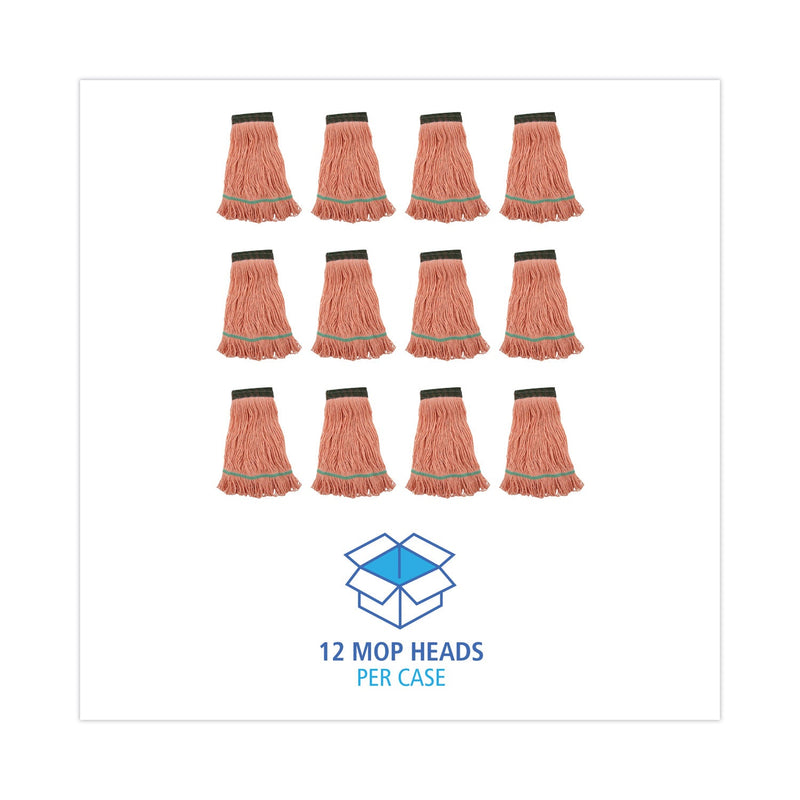 Boardwalk Super Loop Wet Mop Head, Cotton/Synthetic Fiber, 5" Headband, Medium Size, Orange, 12/Carton