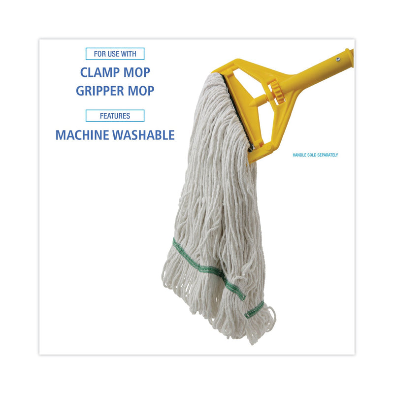 Boardwalk Mop Head, Premium Standard Head, Cotton/Rayon Fiber, Medium, White