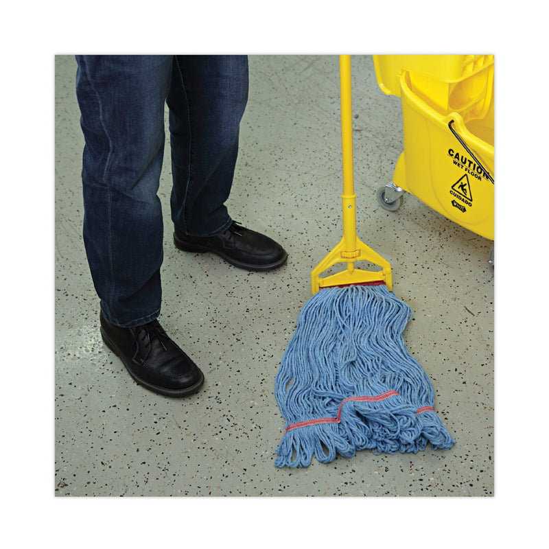 Boardwalk Super Loop Wet Mop Head, Cotton/Synthetic Fiber, 1" Headband, Large Size, Blue, 12/Carton