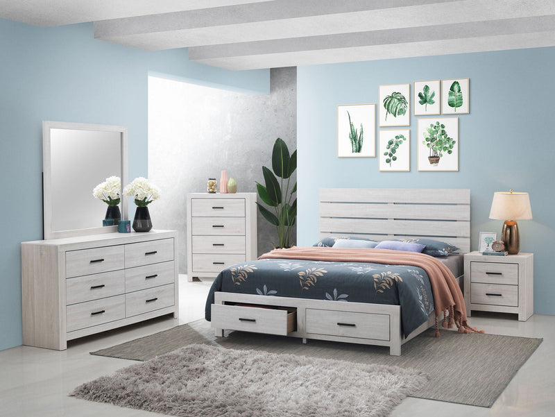 Brantford Wood Queen Storage Panel Bed Coastal White