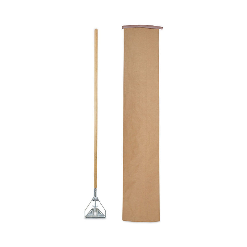 Boardwalk Screw Clamp Metal Head Wooden Mop Handle, #20+, 1.13" dia x 63", Natural