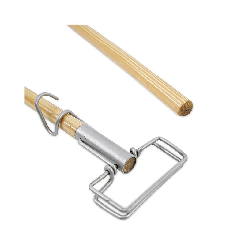 Boardwalk Spring Grip Metal Head Mop Handle for Most Mop Heads, Wood, 60", Natural