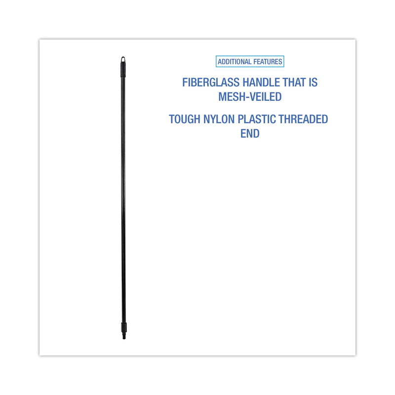Boardwalk Fiberglass Broom Handle, Nylon Plastic Threaded End, 1" dia x 60", Black