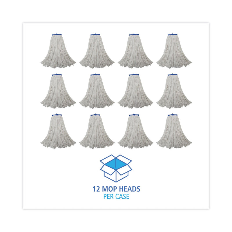 Boardwalk Mop Head, Economical Lie-Flat Head, Rayon Fiber, 20oz, White, 12/Carton