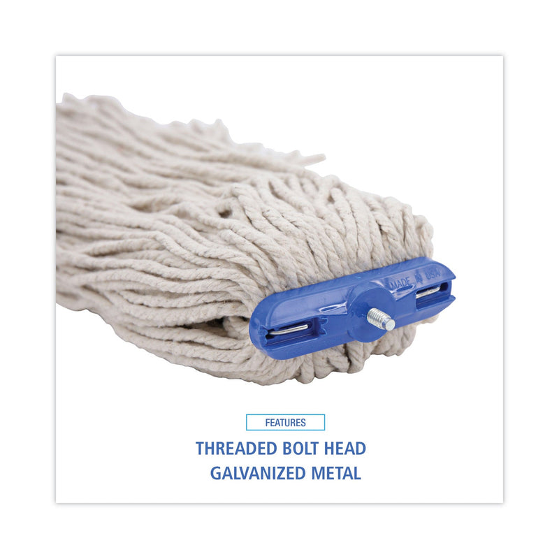 Boardwalk Cut-End Lie-Flat Wet Mop Head, Cotton, 24oz, White, 12/Carton