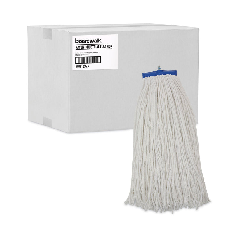 Boardwalk Cut-End Lie-Flat Wet Mop Head, Rayon, 24oz, White, 12/Carton
