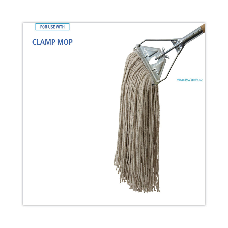 Boardwalk Mop Head, Economical Lie-Flat Head, Cotton Fiber, 32oz, White, 12/Carton