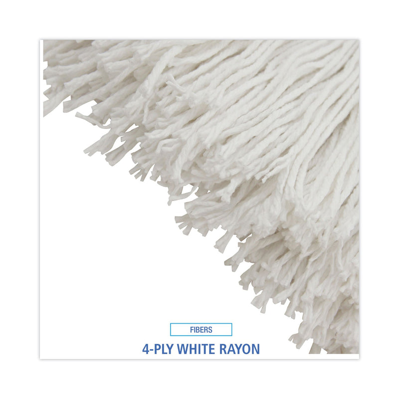 Boardwalk Mop Head, Economical Lie-Flat Head, Rayon Fiber, 32-Oz., White, 12/Carton