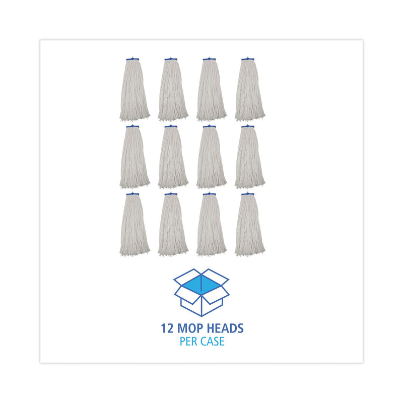 Boardwalk Mop Head, Economical Lie-Flat Head, Rayon Fiber, 32-Oz., White, 12/Carton