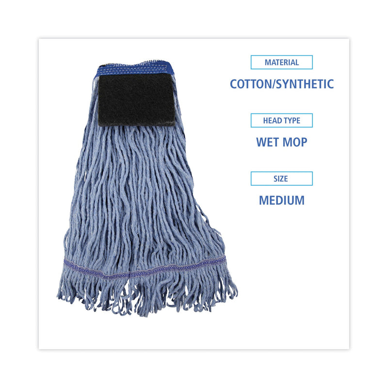 Boardwalk Mop Head, Loop-End, Cotton With Scrub Pad, Medium, 12/Carton