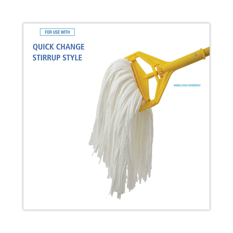 Boardwalk Nonwoven Cut End Edge Mop, Rayon/Polyester, #24, White, 12/Carton