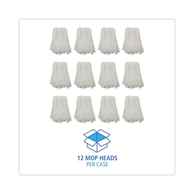 Boardwalk Nonwoven Cut End Edge Mop, Rayon/Polyester, #24, White, 12/Carton