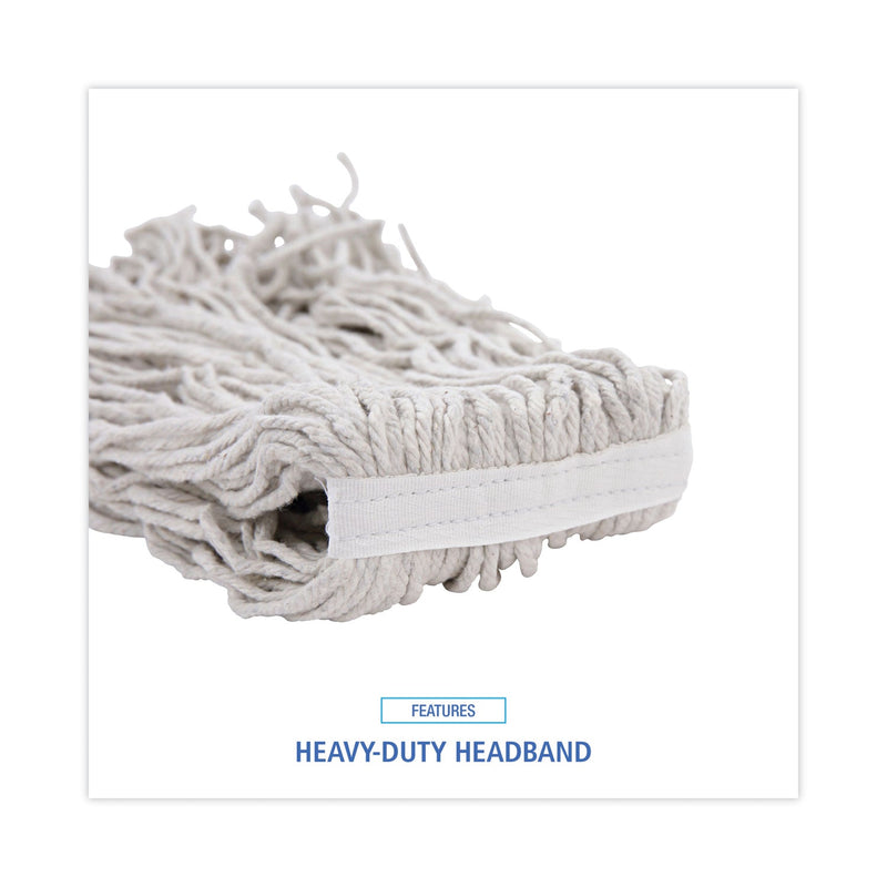 Boardwalk Banded Mop Head, Cotton, Cut-End, White, 16 oz, 12/Carton