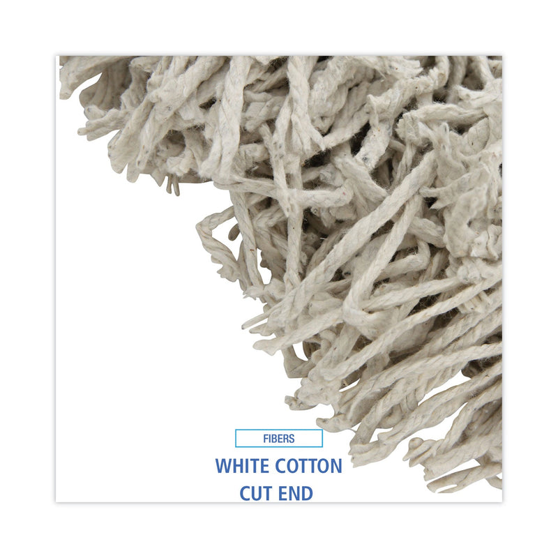 Boardwalk Banded Cotton Mop Heads, 24oz, White, 12/Carton