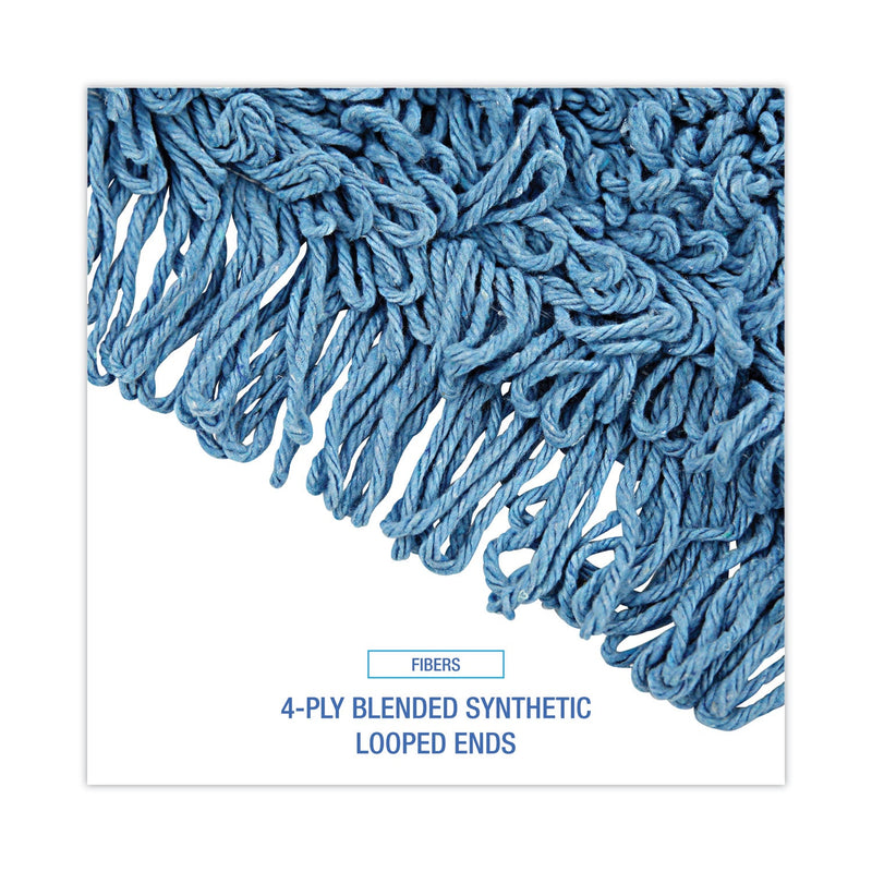 Boardwalk Dry Mopping Kit, 24 x 5 Blue Synthetic Head, 60" Natural Wood/Metal Handle