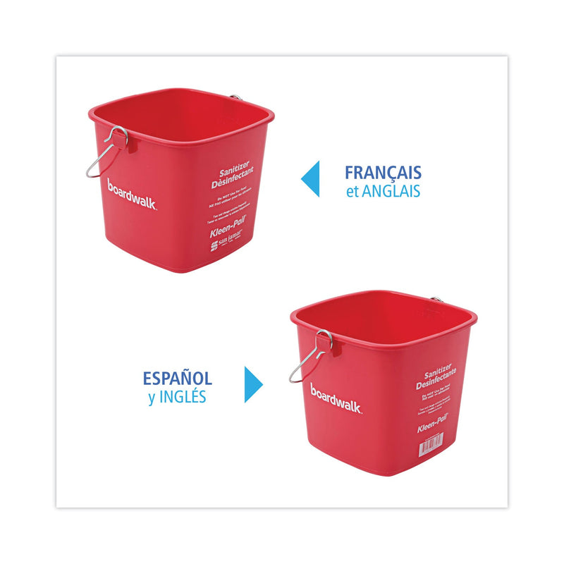 Boardwalk Sanitizing Bucket, 6 qt, Plastic, Red, 8" dia