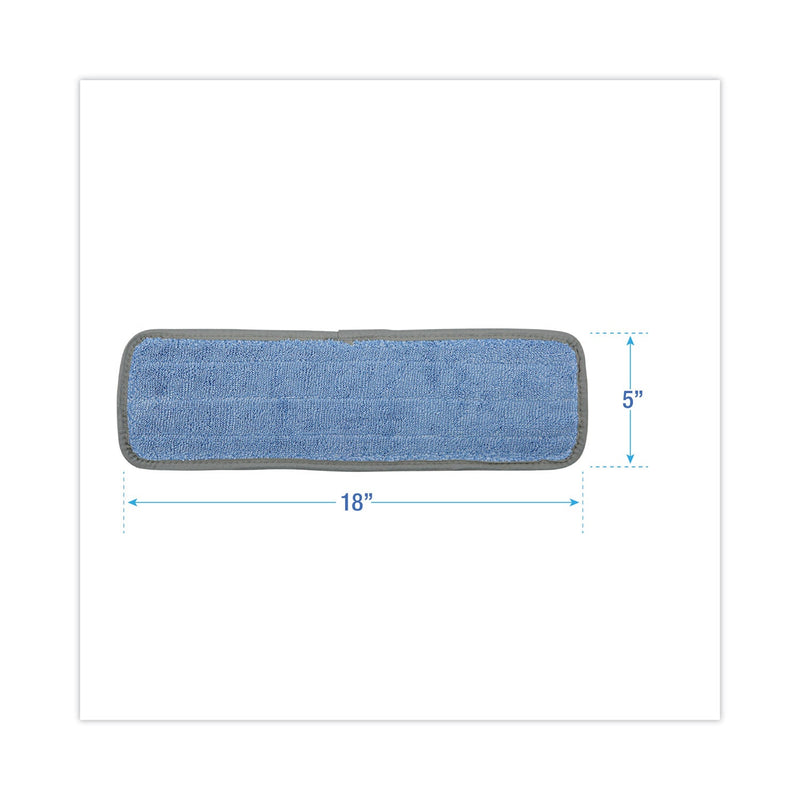 Boardwalk Microfiber Mop Head, Blue, 18 x 5, Split Microfiber, Hook and Loop Back, Dozen