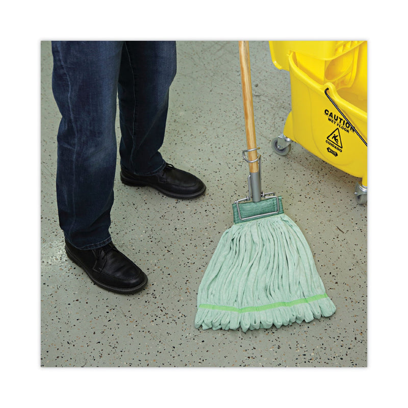 Boardwalk Microfiber Looped-End Wet Mop Head, Large, Green, 12/Carton