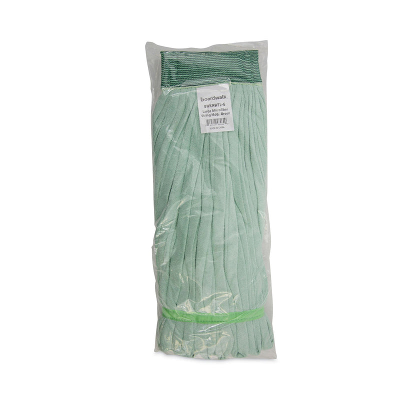 Boardwalk Microfiber Looped-End Wet Mop Head, Large, Green, 12/Carton