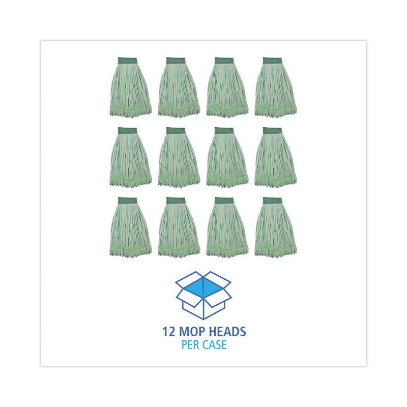 Boardwalk Microfiber Looped-End Wet Mop Head, Large, Green, 12/Carton