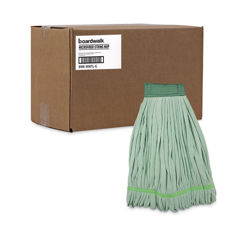 Boardwalk Microfiber Looped-End Wet Mop Head, Large, Green, 12/Carton