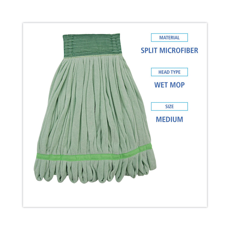 Boardwalk Microfiber Looped-End Wet Mop Head, Medium, Green