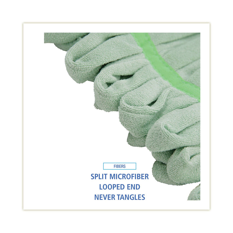 Boardwalk Microfiber Looped-End Wet Mop Heads, Medium, Green, 12/Carton