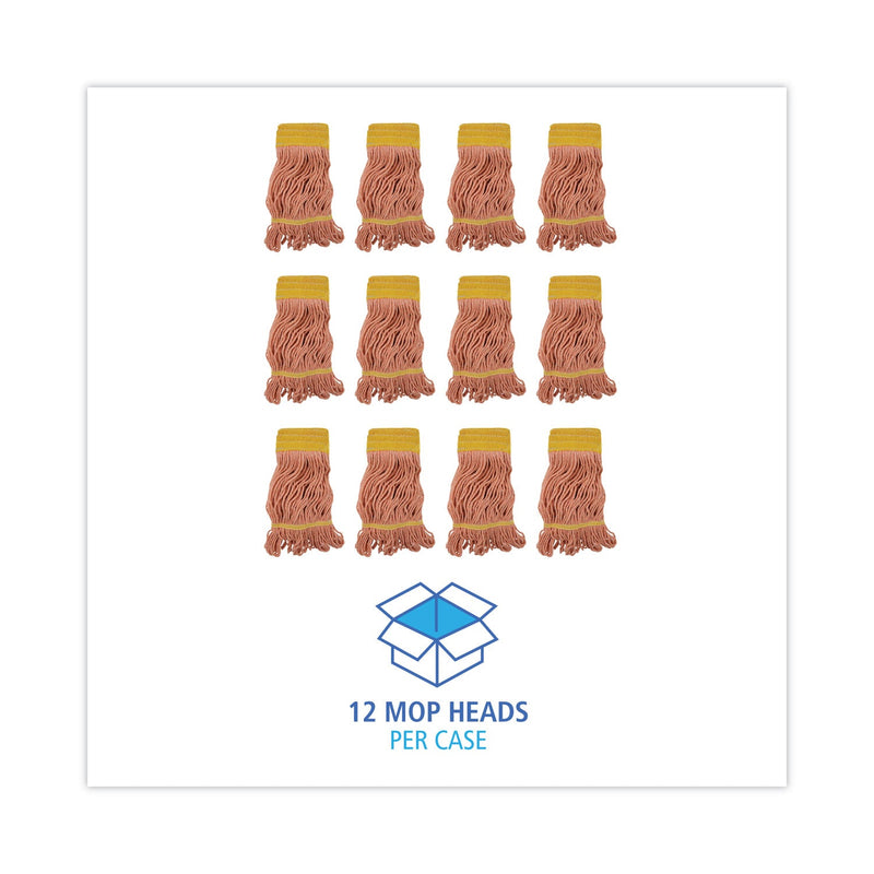 Boardwalk Super Loop Wet Mop Head, Cotton/Synthetic Fiber, 5" Headband, Small Size, Orange, 12/Carton