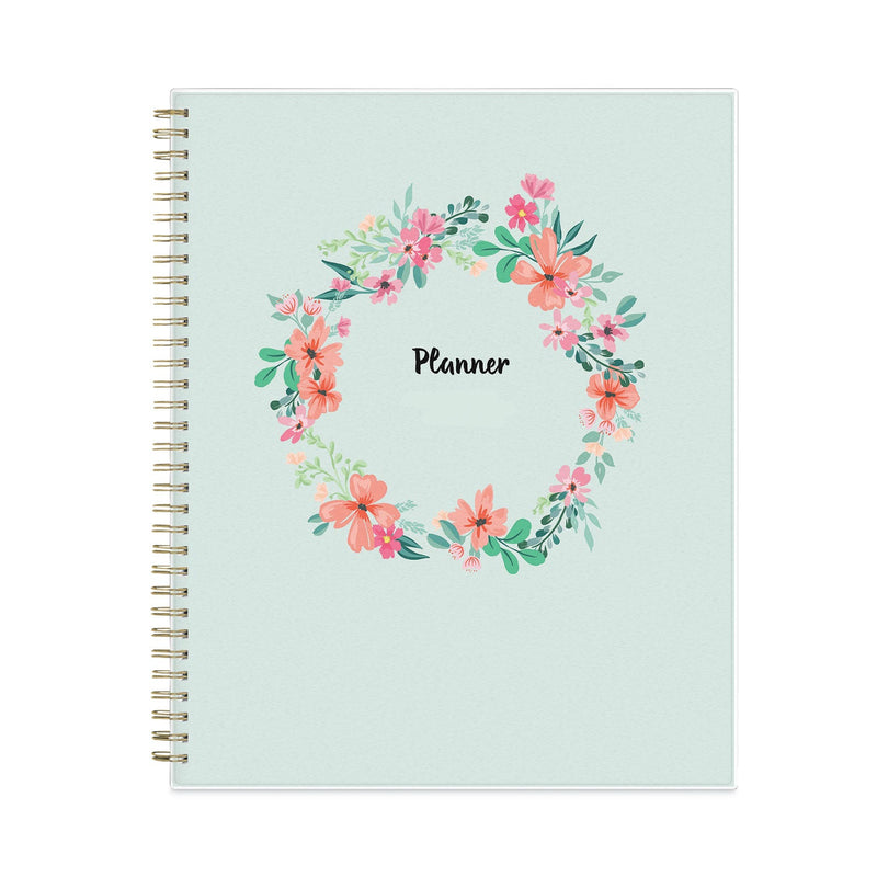 Blue Sky Laurel Weekly/Monthly Planner, Laurel Floral Artwork, 11 x 8.5, Green/Pink/Orange Cover, 12-Month (Jan to Dec): 2023