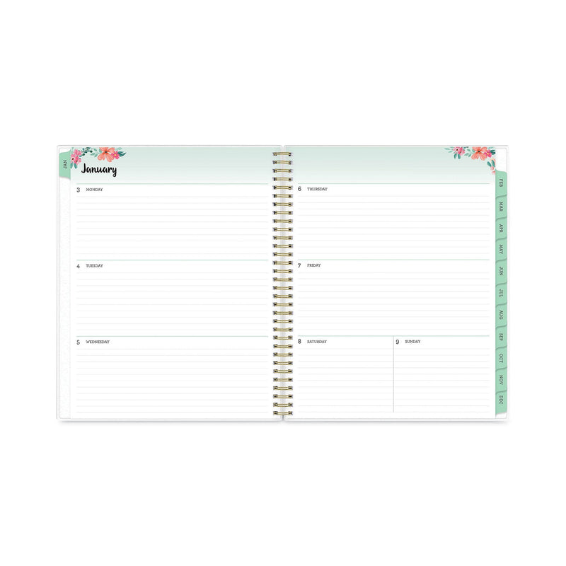 Blue Sky Laurel Weekly/Monthly Planner, Laurel Floral Artwork, 11 x 8.5, Green/Pink/Orange Cover, 12-Month (Jan to Dec): 2023
