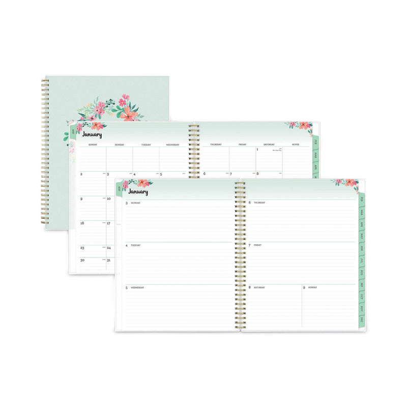 Blue Sky Laurel Weekly/Monthly Planner, Laurel Floral Artwork, 11 x 8.5, Green/Pink/Orange Cover, 12-Month (Jan to Dec): 2023